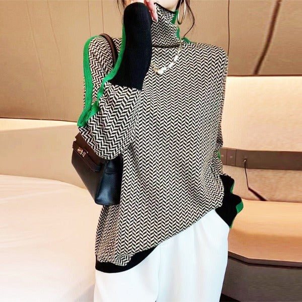Eleanor | Herringbone Luxe Turtleneck